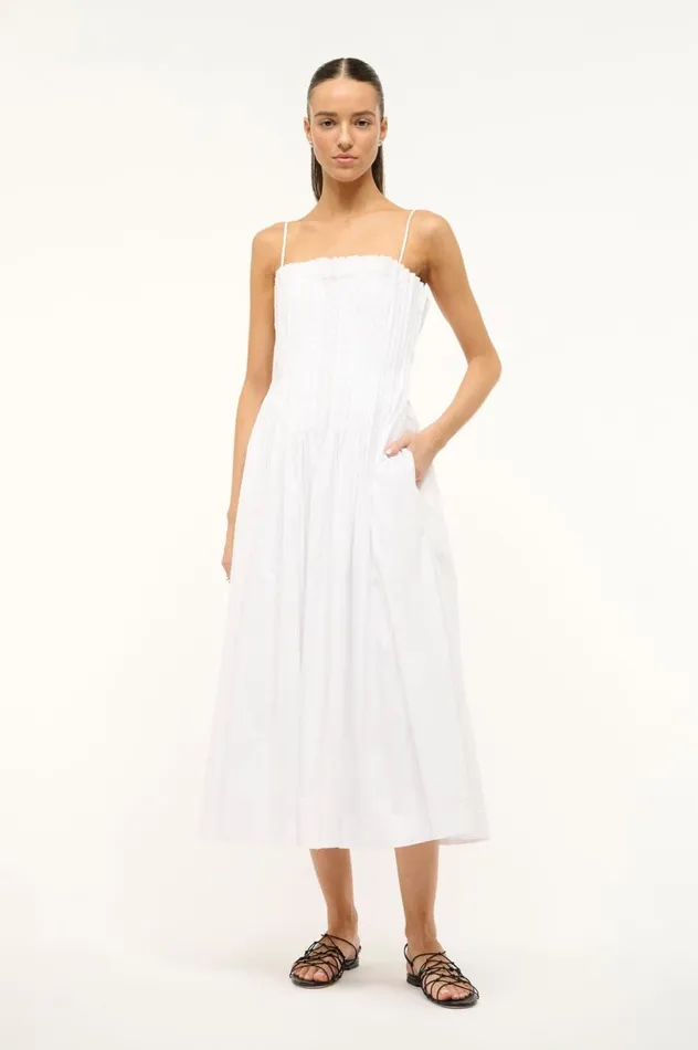 Women Dresses STAUD STAUD MIDI BELLA DRESS WHITE