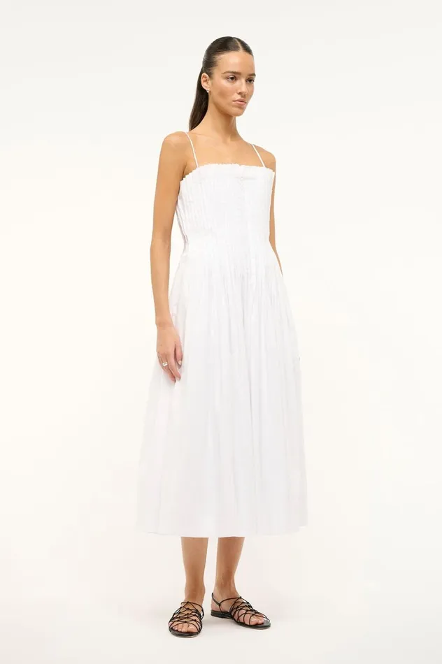 Women Dresses STAUD STAUD MIDI BELLA DRESS WHITE Women Dresses STAUD STAUD MIDI BELLA DRESS WHITE