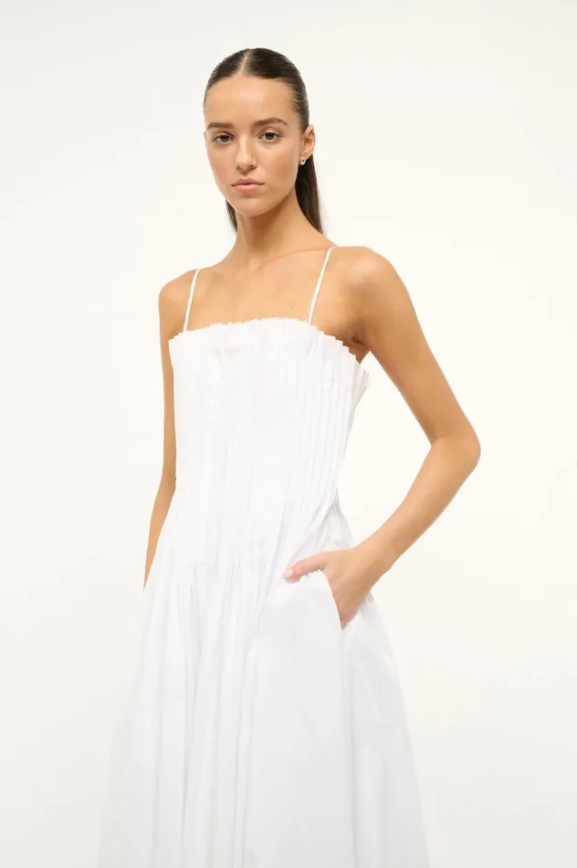 Women Dresses STAUD STAUD MIDI BELLA DRESS WHITE Women Dresses STAUD STAUD MIDI BELLA DRESS WHITE