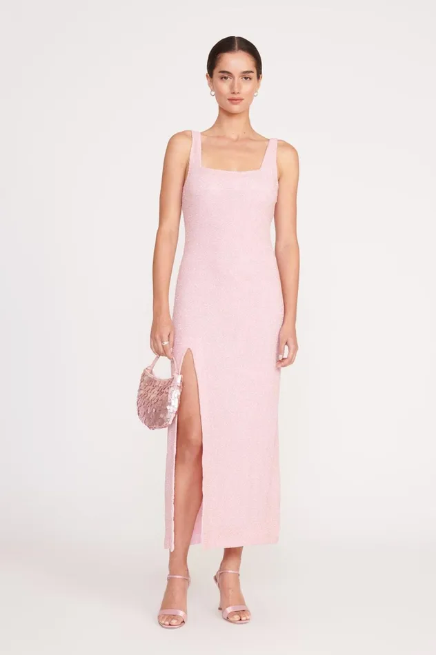 Women Dresses STAUD STAUD MIDI LE SABLE DRESS CHERRY BLOSSOM