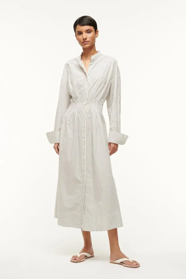 Women Dresses STAUD STAUD MIDI LORENZA DRESS IVORY MICRO STRIPE