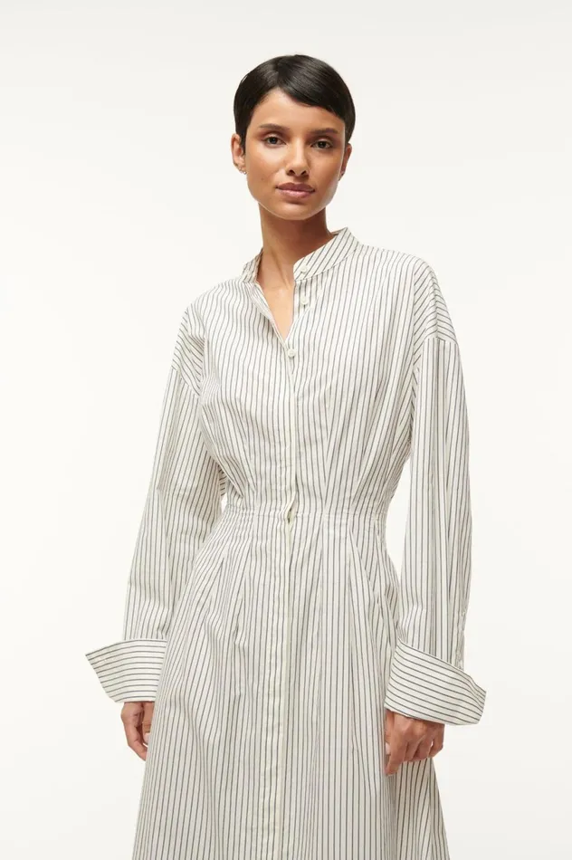 Women Dresses STAUD STAUD MIDI LORENZA DRESS IVORY MICRO STRIPE