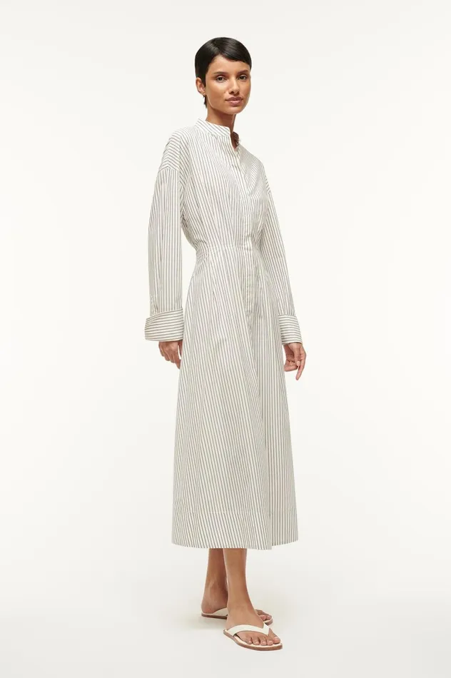 Women Dresses STAUD STAUD MIDI LORENZA DRESS IVORY MICRO STRIPE