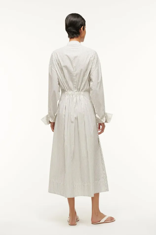Women Dresses STAUD STAUD MIDI LORENZA DRESS IVORY MICRO STRIPE