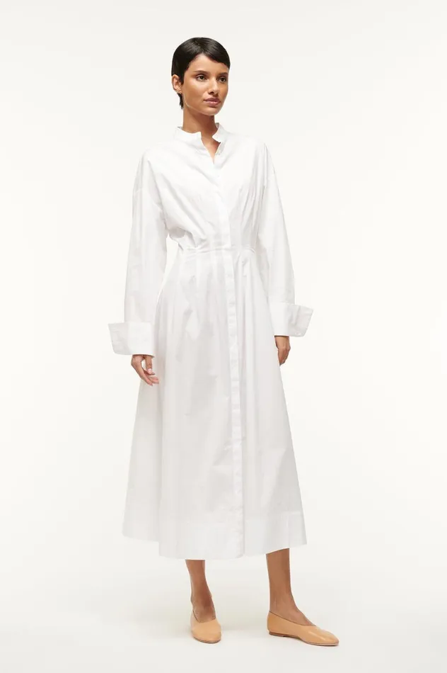Women Dresses STAUD STAUD MIDI LORENZA DRESS WHITE Women Dresses STAUD STAUD MIDI LORENZA DRESS WHITE
