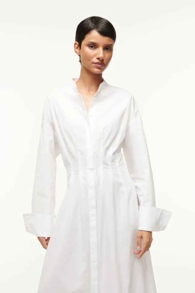 Women Dresses STAUD STAUD MIDI LORENZA DRESS WHITE Women Dresses STAUD STAUD MIDI LORENZA DRESS WHITE