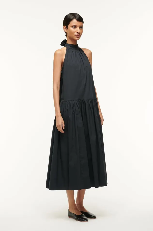 Women Dresses STAUD STAUD MIDI MARLOWE DRESS BLACK Women Dresses STAUD STAUD MIDI MARLOWE DRESS BLACK