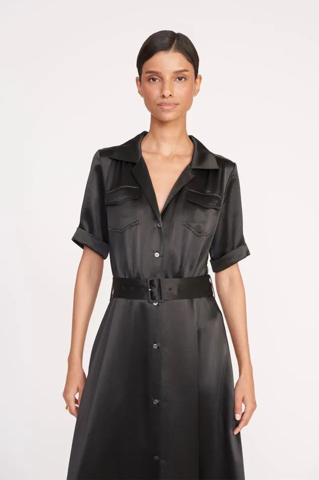 Women Dresses STAUD STAUD MILLIE DRESS BLACK SATIN Women Dresses STAUD STAUD MILLIE DRESS BLACK SATIN