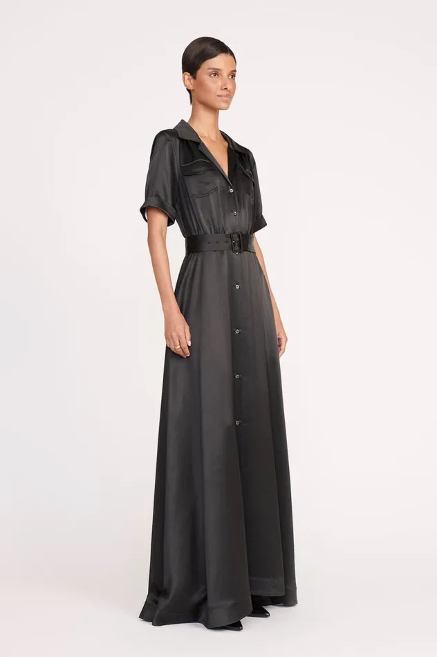 Women Dresses STAUD STAUD MILLIE DRESS BLACK SATIN Women Dresses STAUD STAUD MILLIE DRESS BLACK SATIN