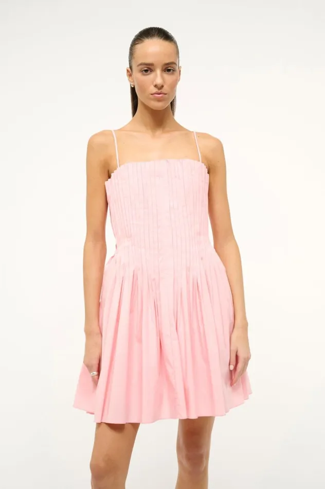 Women Dresses STAUD STAUD MINI BELLA DRESS PEARL PINK Women Dresses STAUD STAUD MINI BELLA DRESS PEARL PINK