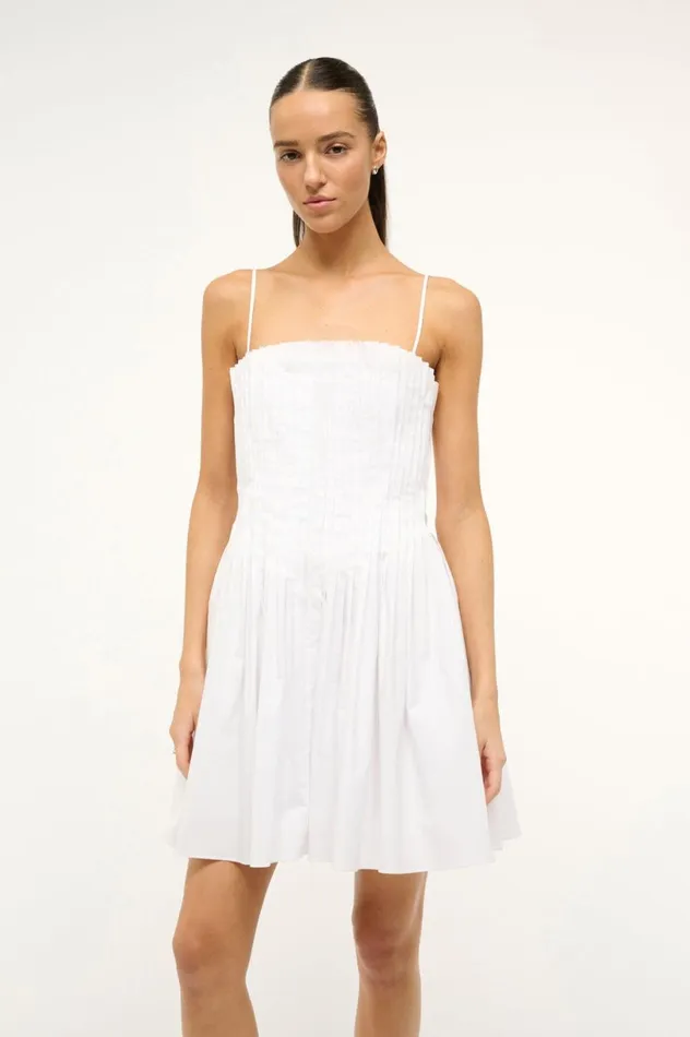Women Dresses STAUD STAUD MINI BELLA DRESS WHITE Women Dresses STAUD STAUD MINI BELLA DRESS WHITE