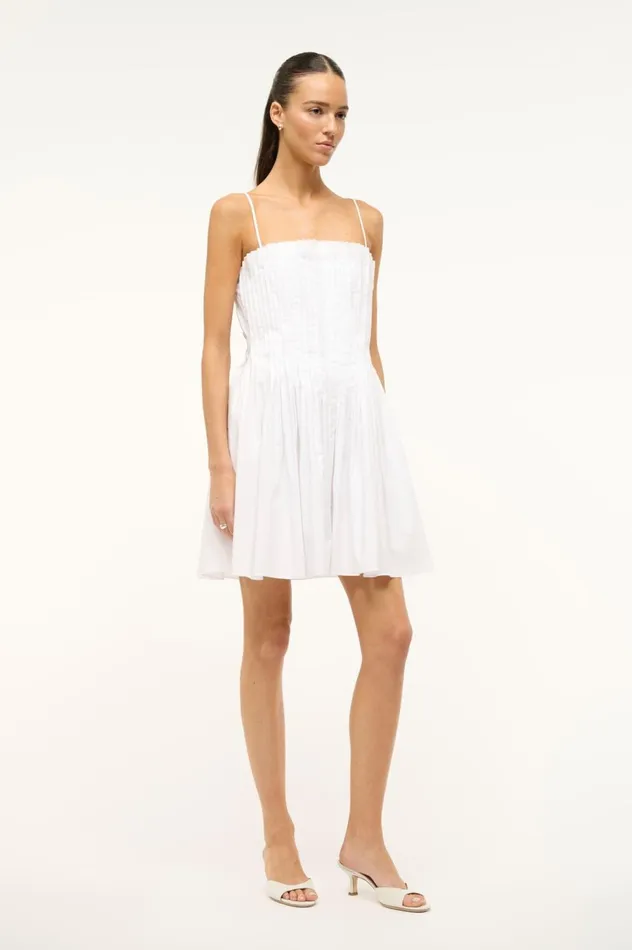 Women Dresses STAUD STAUD MINI BELLA DRESS WHITE Women Dresses STAUD STAUD MINI BELLA DRESS WHITE