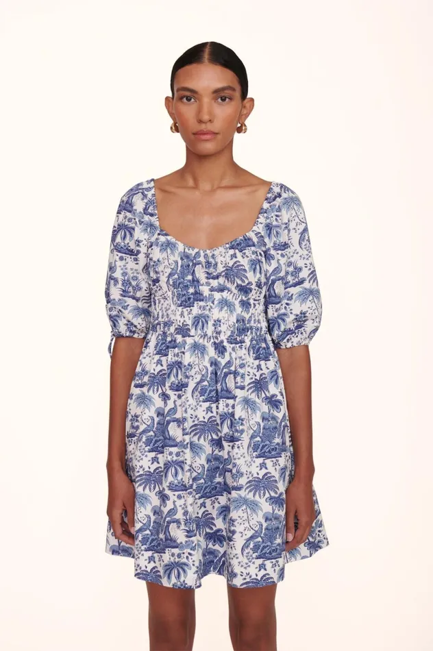 Women Dresses STAUD STAUD MINI FAYE DRESS BLUE TOILE Women Dresses STAUD STAUD MINI FAYE DRESS BLUE TOILE