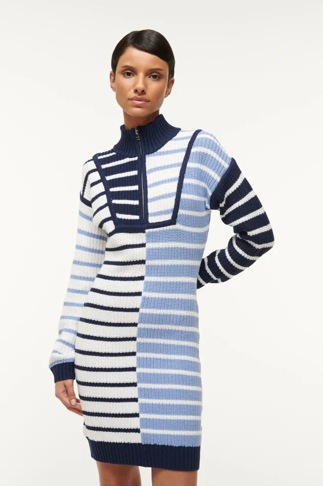 Women Dresses STAUD STAUD MINI HAMPTON DRESS ADRIATIC STRIPE Women Dresses STAUD STAUD MINI HAMPTON DRESS ADRIATIC STRIPE