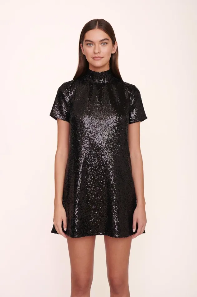 Women Dresses STAUD STAUD MINI ILANA DRESS BLACK SEQUINS Women Dresses STAUD STAUD MINI ILANA DRESS BLACK SEQUINS