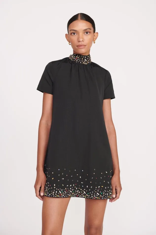 Women Dresses STAUD STAUD MINI ILANA DRESS BLACK SILVER Women Dresses STAUD STAUD MINI ILANA DRESS BLACK SILVER