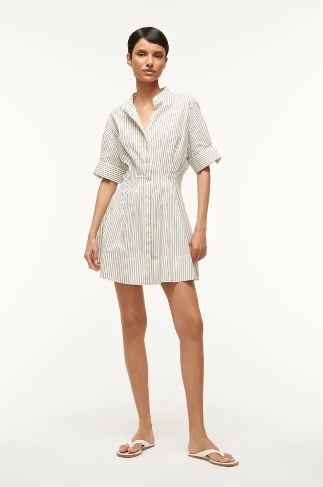 Women Dresses STAUD STAUD MINI LORENZA DRESS IVORY MICRO STRIPE