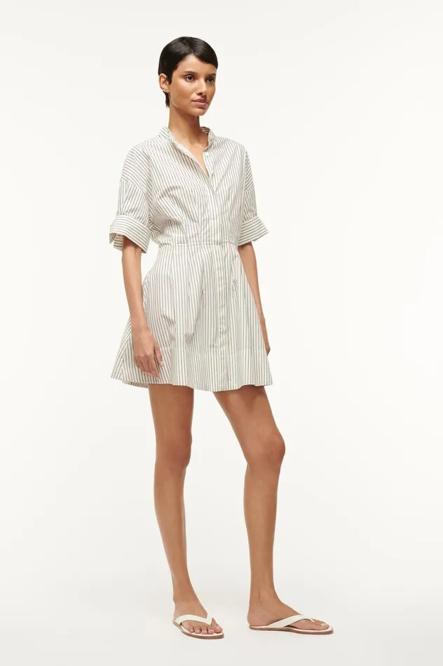 Women Dresses STAUD STAUD MINI LORENZA DRESS IVORY MICRO STRIPE Women Dresses STAUD STAUD MINI LORENZA DRESS IVORY MICRO STRIPE