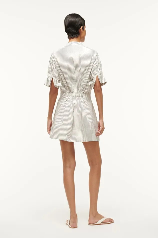 Women Dresses STAUD STAUD MINI LORENZA DRESS IVORY MICRO STRIPE Women Dresses STAUD STAUD MINI LORENZA DRESS IVORY MICRO STRIPE