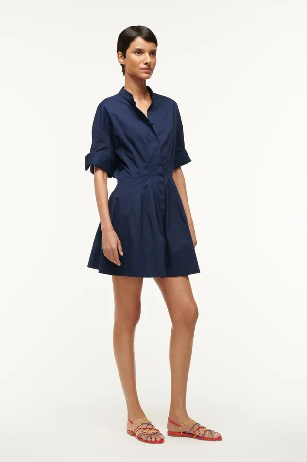 Women Dresses STAUD STAUD MINI LORENZA DRESS NAVY Women Dresses STAUD STAUD MINI LORENZA DRESS NAVY