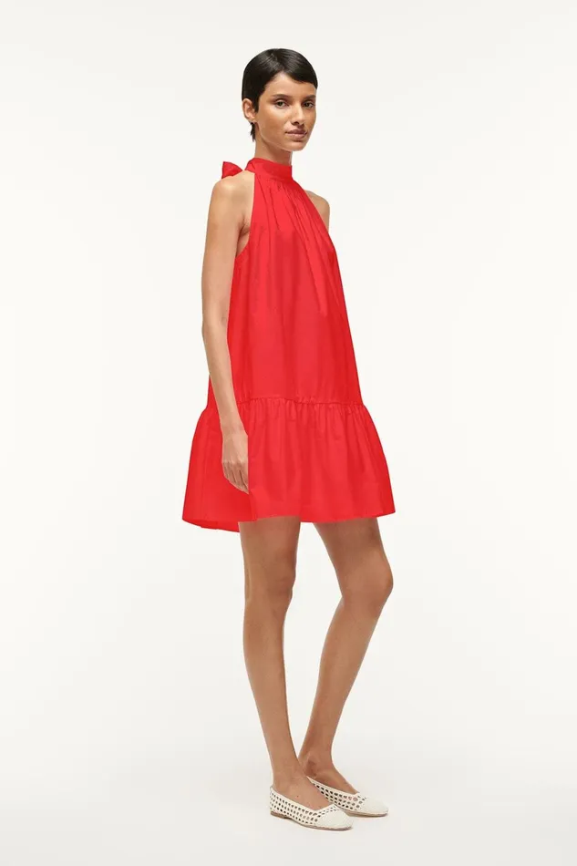 Women Dresses STAUD STAUD MINI MARLOWE DRESS RED ROSE Women Dresses STAUD STAUD MINI MARLOWE DRESS RED ROSE