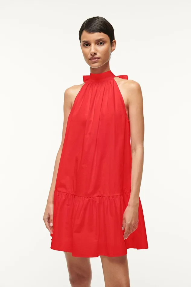 Women Dresses STAUD STAUD MINI MARLOWE DRESS RED ROSE Women Dresses STAUD STAUD MINI MARLOWE DRESS RED ROSE