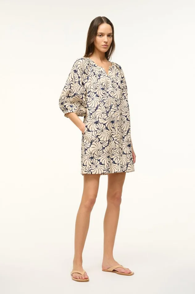 Women Dresses STAUD STAUD MINI VINCENT DRESS NAVY SCALLOP BLOCK PRINT Women Dresses STAUD STAUD MINI VINCENT DRESS NAVY SCALLOP BLOCK PRINT