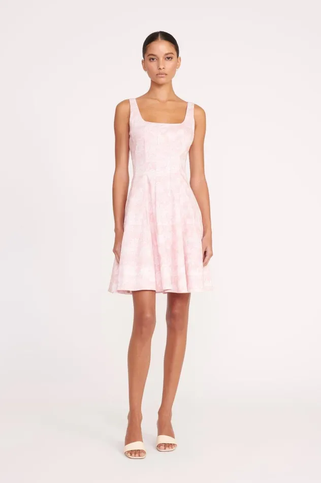 Women Dresses STAUD STAUD MINI WELLS DRESS CHERRY BLOSSOM IVORY TOILE