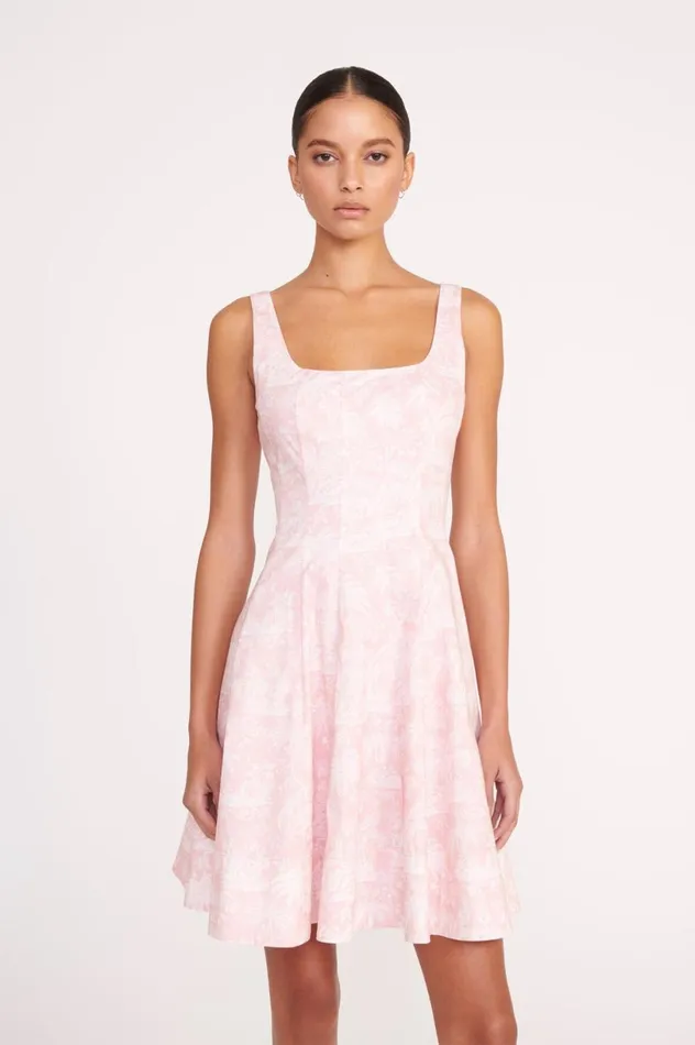 Women Dresses STAUD STAUD MINI WELLS DRESS CHERRY BLOSSOM IVORY TOILE Women Dresses STAUD STAUD MINI WELLS DRESS CHERRY BLOSSOM IVORY TOILE