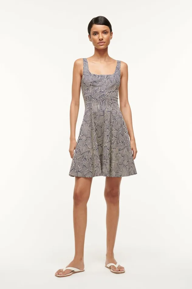 Women Dresses STAUD STAUD MINI WELLS DRESS NAVY MOSAIC