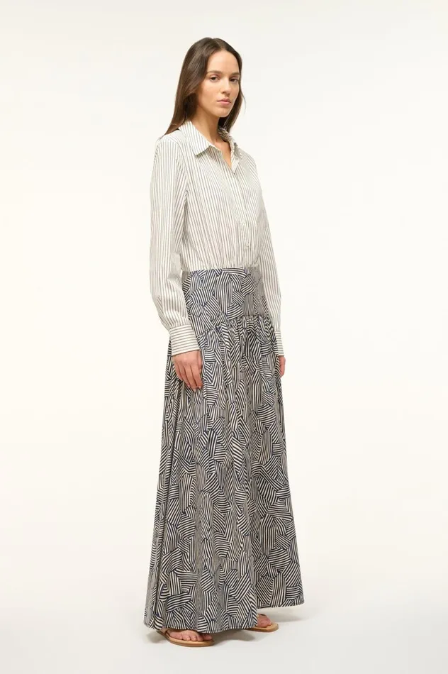 Women Dresses STAUD STAUD ROCCO DRESS IVORY MICRO STRIPE NAVY MOSAIC Women Dresses STAUD STAUD ROCCO DRESS IVORY MICRO STRIPE NAVY MOSAIC