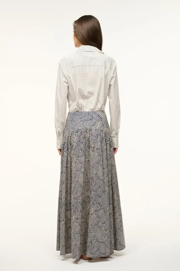 Women Dresses STAUD STAUD ROCCO DRESS IVORY MICRO STRIPE NAVY MOSAIC Women Dresses STAUD STAUD ROCCO DRESS IVORY MICRO STRIPE NAVY MOSAIC