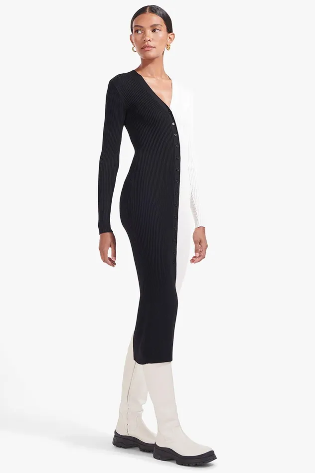 Women Dresses STAUD STAUD SHOKO SWEATER BLACK WHITE Women Dresses STAUD STAUD SHOKO SWEATER BLACK WHITE