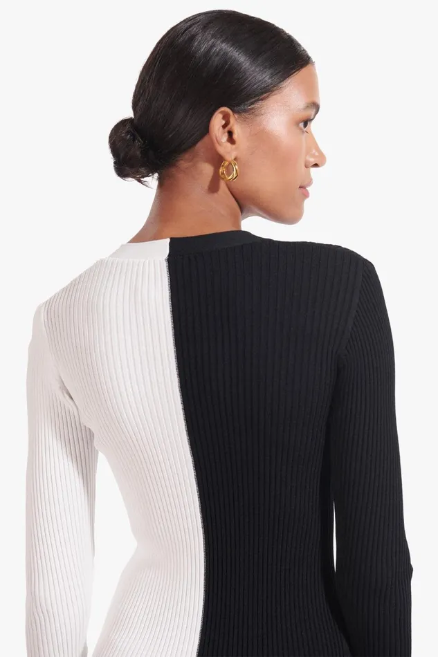 Women Dresses STAUD STAUD SHOKO SWEATER BLACK WHITE Women Dresses STAUD STAUD SHOKO SWEATER BLACK WHITE