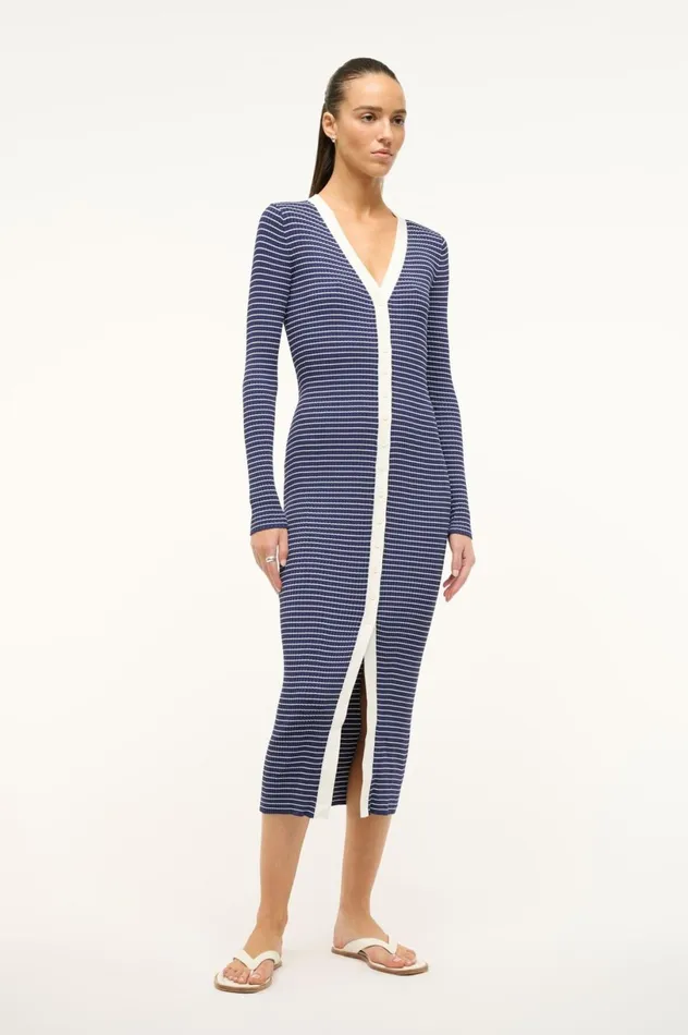 Women Dresses STAUD STAUD SHOKO SWEATER NAVY MICRO STRIPE Women Dresses STAUD STAUD SHOKO SWEATER NAVY MICRO STRIPE
