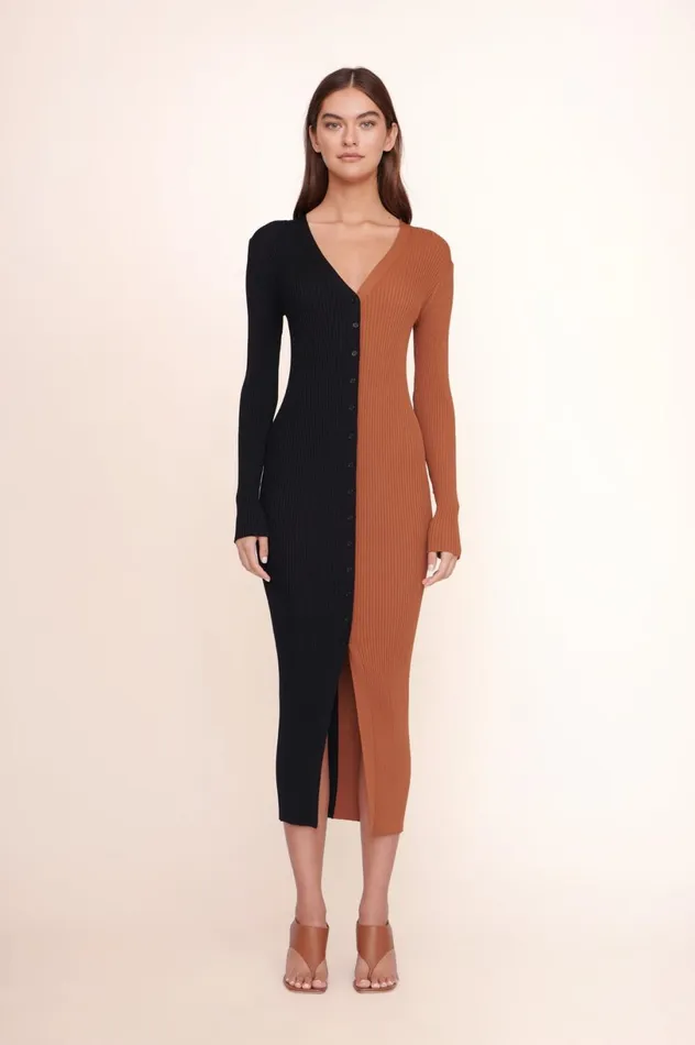 Women Dresses STAUD STAUD SHOKO SWEATER TAN BLACK