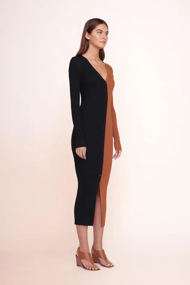 Women Dresses STAUD STAUD SHOKO SWEATER TAN BLACK Women Dresses STAUD STAUD SHOKO SWEATER TAN BLACK