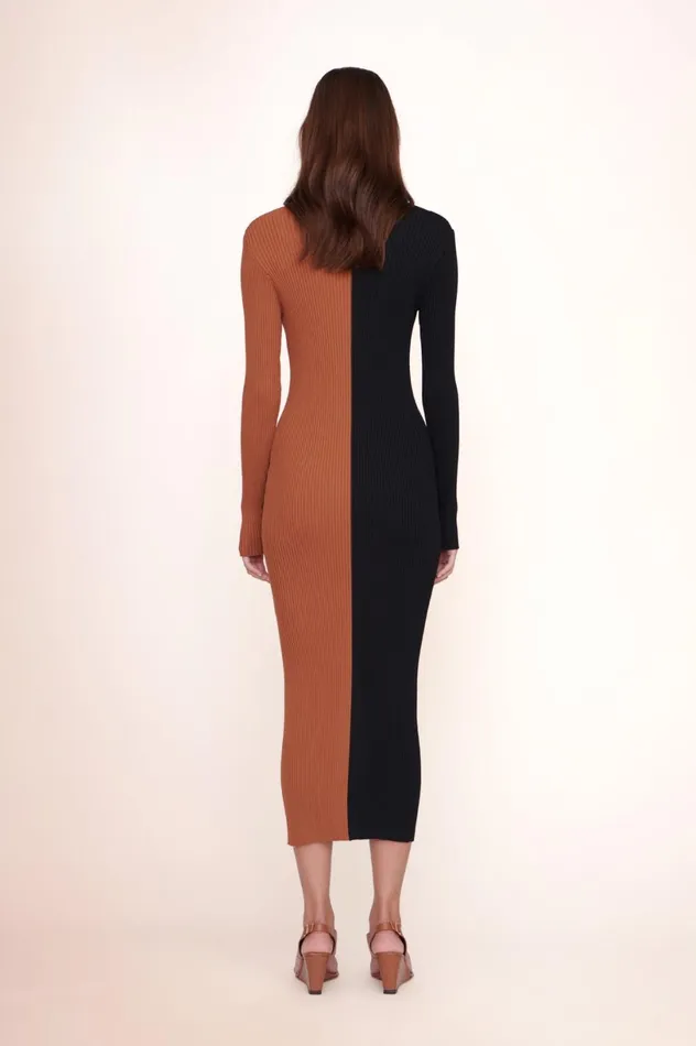 Women Dresses STAUD STAUD SHOKO SWEATER TAN BLACK Women Dresses STAUD STAUD SHOKO SWEATER TAN BLACK