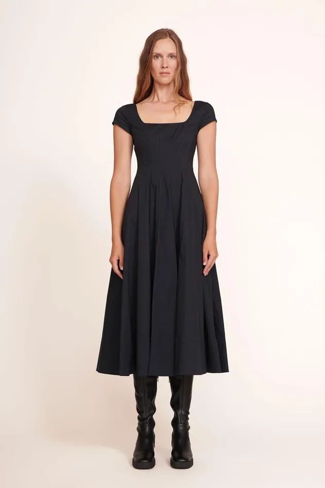Women Dresses STAUD STAUD SHORT SLEEVE WELLS DRESS BLACK