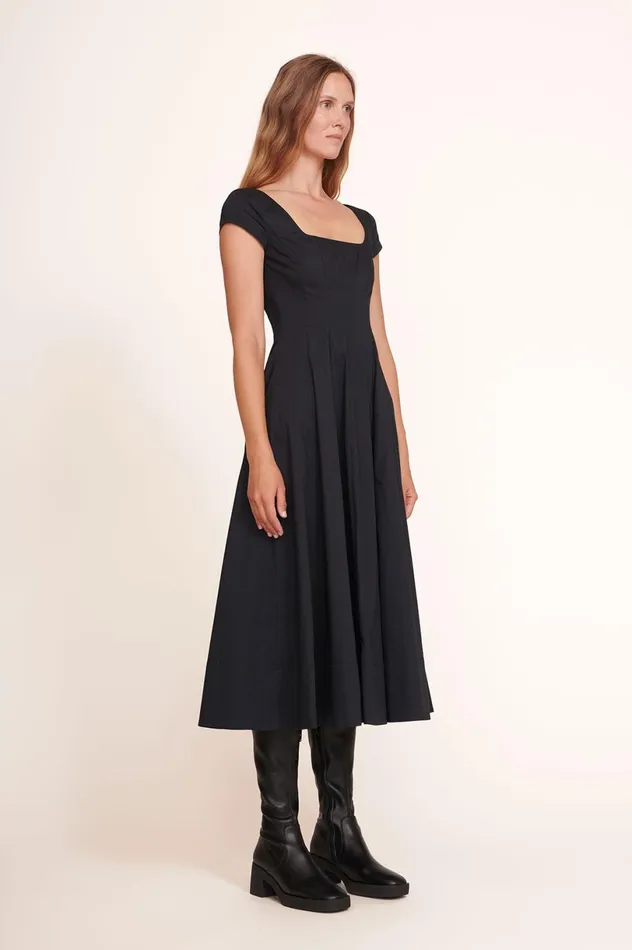 Women Dresses STAUD STAUD SHORT SLEEVE WELLS DRESS BLACK Women Dresses STAUD STAUD SHORT SLEEVE WELLS DRESS BLACK
