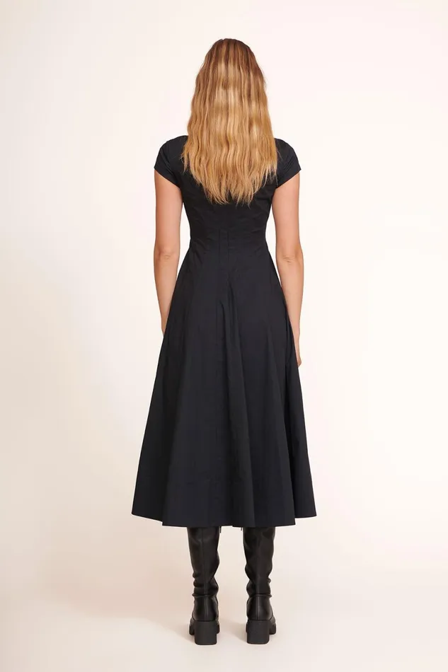 Women Dresses STAUD STAUD SHORT SLEEVE WELLS DRESS BLACK Women Dresses STAUD STAUD SHORT SLEEVE WELLS DRESS BLACK