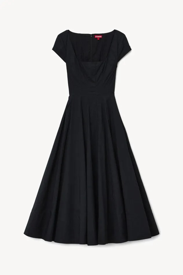Women Dresses STAUD STAUD SHORT SLEEVE WELLS DRESS BLACK Women Dresses STAUD STAUD SHORT SLEEVE WELLS DRESS BLACK