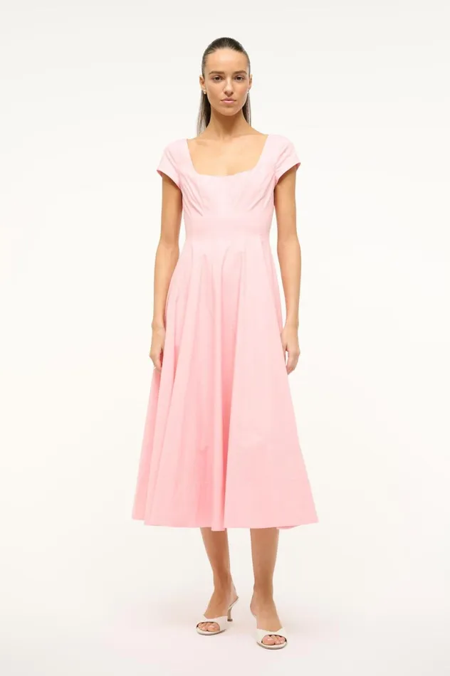 Women Dresses STAUD STAUD SHORT SLEEVE WELLS DRESS PEARL PINK