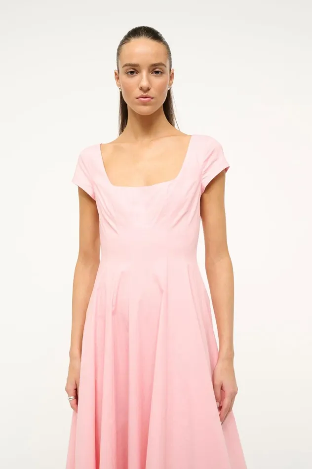 Women Dresses STAUD STAUD SHORT SLEEVE WELLS DRESS PEARL PINK Women Dresses STAUD STAUD SHORT SLEEVE WELLS DRESS PEARL PINK