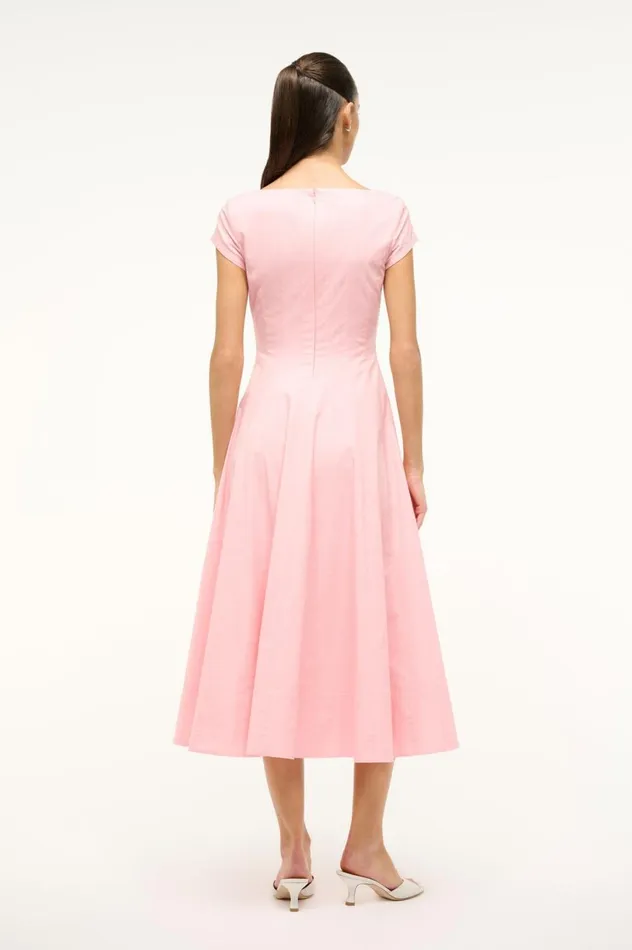 Women Dresses STAUD STAUD SHORT SLEEVE WELLS DRESS PEARL PINK Women Dresses STAUD STAUD SHORT SLEEVE WELLS DRESS PEARL PINK