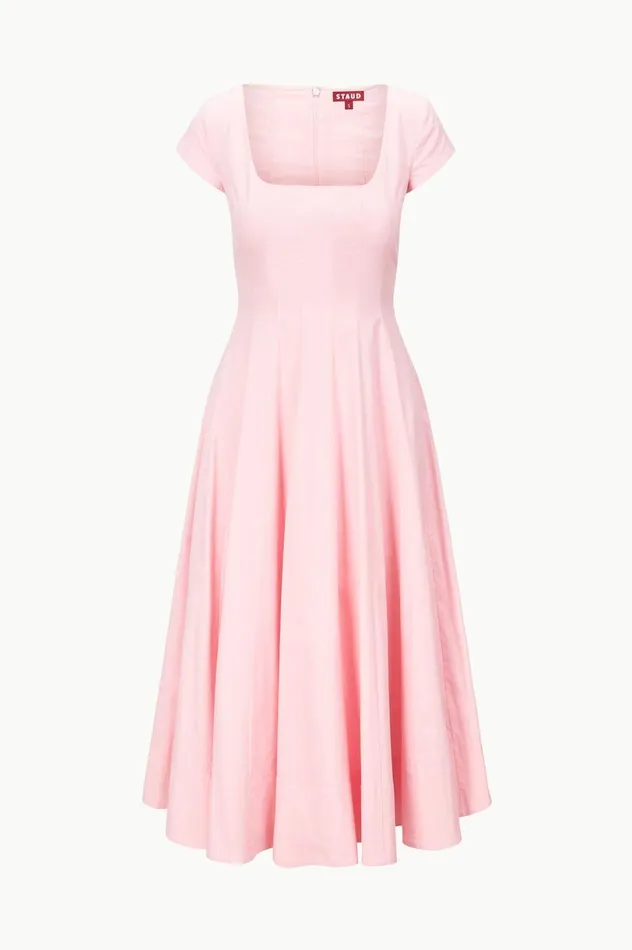 Women Dresses STAUD STAUD SHORT SLEEVE WELLS DRESS PEARL PINK Women Dresses STAUD STAUD SHORT SLEEVE WELLS DRESS PEARL PINK