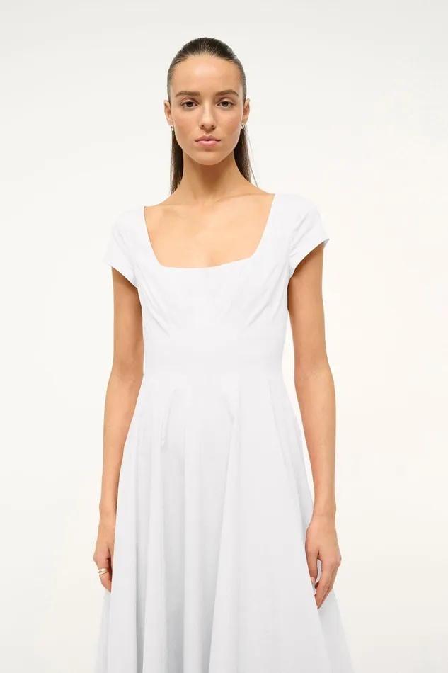 Women Dresses STAUD STAUD SHORT SLEEVE WELLS DRESS WHITE Women Dresses STAUD STAUD SHORT SLEEVE WELLS DRESS WHITE