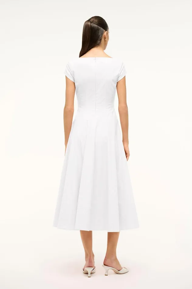 Women Dresses STAUD STAUD SHORT SLEEVE WELLS DRESS WHITE Women Dresses STAUD STAUD SHORT SLEEVE WELLS DRESS WHITE