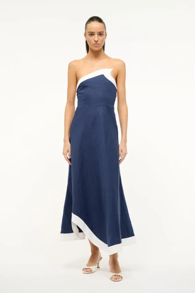 Women Dresses STAUD STAUD SIRANI DRESS NAVY WHITE