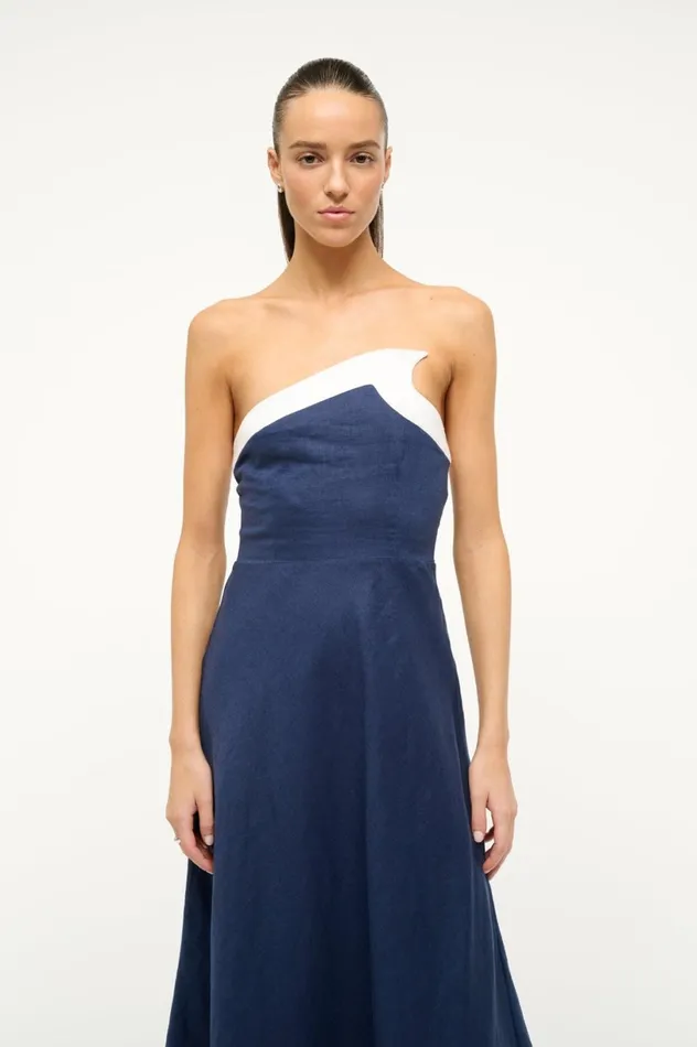 Women Dresses STAUD STAUD SIRANI DRESS NAVY WHITE Women Dresses STAUD STAUD SIRANI DRESS NAVY WHITE